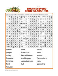 Thanksgiving Word Search #01