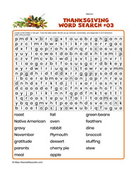 Thanksgiving Word Search #03