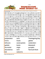 Thanksgiving Word Search #07