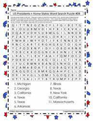 Presidents Word Search Home States #4