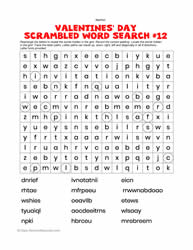 Valentine's Word Search Scrambled #12