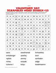 Valentine's Word Search Scrambled #13