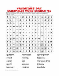 Valentine's Word Search Scrambled #16