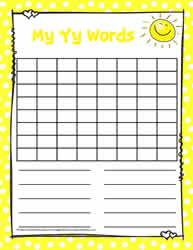 Word Search Activity Letter Y
