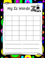 Letter Z Activity Word Search