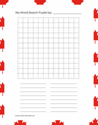 12 x 12 Blank Word Search Canada Day