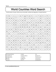 Word Search Puzzle Countries
